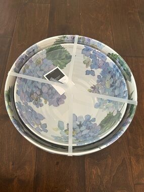 Rachel Ashwell Set Of 2 Serving Bowls New Hydrangeas Floral